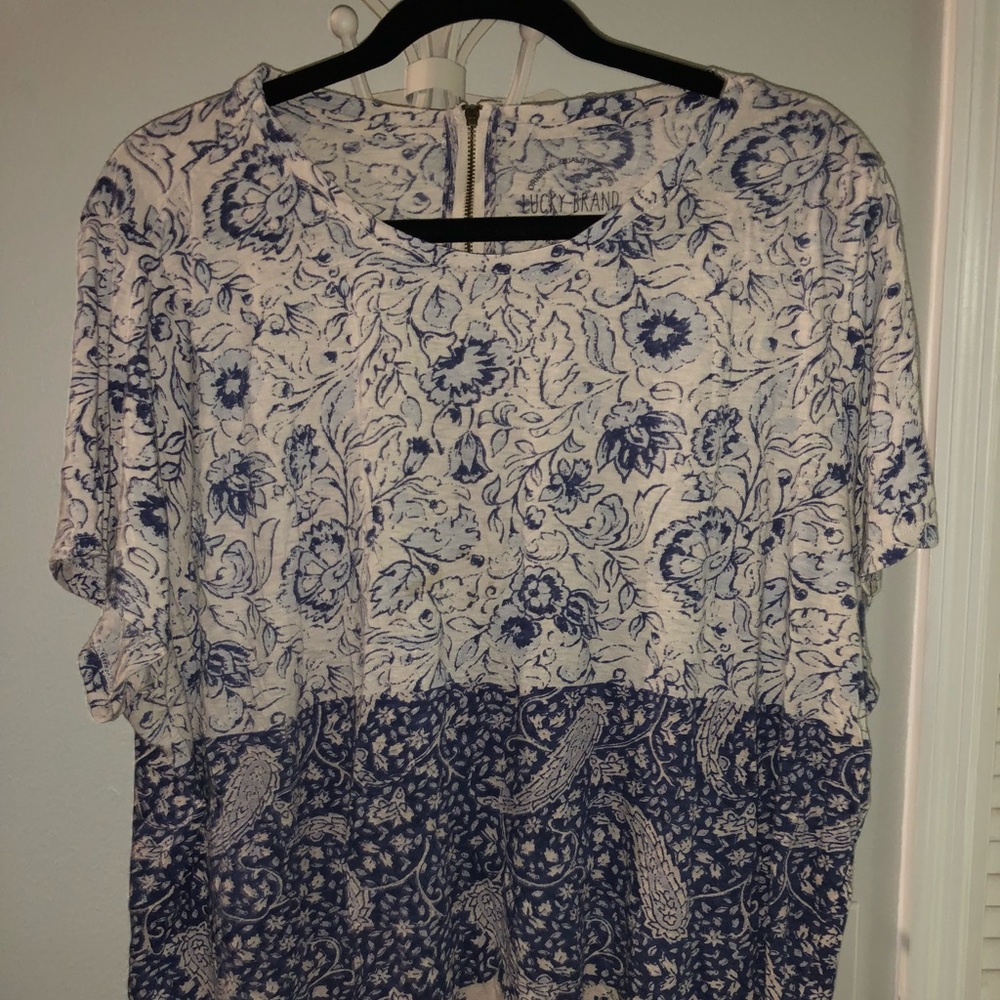 Lucky Brand Blue Floral Tee